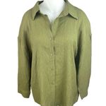 Cider NEW Women's Green Textured Long Sleeve Collar Button Down Shirt Top Sz 2XL Photo 0