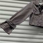 Wild Fable Jacket Women's Size Medium Purple Black Plaid Cropped Long Sleeve Photo 6