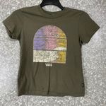 Vans  Junior's Olive Green Landscape Baby Tee - Size XS - Short Sleeve T-Shirt Photo 0
