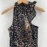Trina Turk Dress Size 0 100% Silk Animal Print Halter Tie Bow Neck Cocktail Photo 5