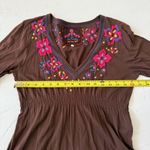 Johnny Was Y2K Retro Boho Brown Embroidered Floral Baby Doll Y2K Dress Size L Photo 3