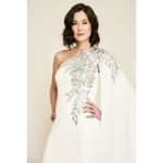 Tadashi Shoji  Columba‎ One Shoulder Gown Sequins Leaf Detail Formal Wear Size 10 Photo 9