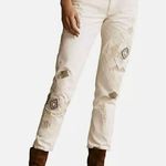 Ralph Lauren NWT POLO Avery Boyfriend Jean In Beaded Ivory Size 34 Photo 0