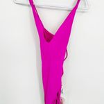 BECCA by Rebecca virtue BECCA Kali Pink Solid Belted Plunge V-Neck Strappy One Piece Swimsuit Size L NWT Photo 2