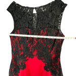Melrose Cocktail Dress Womens 14 Red Black Sheer Contrast Lace Holiday Romantic Photo 4