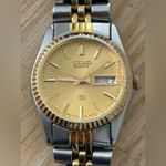 Seiko  SQ Presidential Vintage Ladies Watch Gold Dial Two-Tone Bracelet Case Date Photo 2