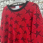 Vintage 90s Another Name Red and Black Star Knit Sweater Size XL Photo 1