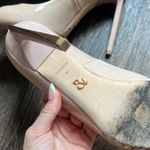 RALPH AND RUSSO NUDE PATENT WITH GOLD HIGH HEEL PUMP Size 8 Photo 6