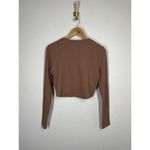 Free People Beach Top Large Rose Mauve Crop Cutout Twist Long Sleeve Photo 3