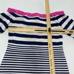 Eliza J  Dress Womens Size 8 Petite Pink Blue‎ Striped Off Shoulder Long Sleeve Photo 7