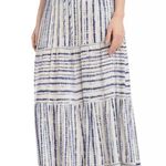 Karen Kane  blue/white tiered maxi skirt. Draw string waist. Size Medium. Photo 4
