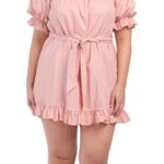 Eloquii Blush Pink Smocked Front Ruffle Linen Mini Dress NWT Photo 0