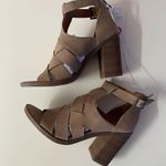 Target Universal Thread Taupe Faux Leather Woven Open Toe Booties Size 7.5 NIB Photo 1