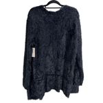 Free People  Black Faux Fur Long Cardigan Size L New Photo 2