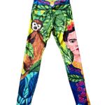 Yoga Democracy Leggings Designer Frida Print Colorful Womens Size Small Blue Photo 1