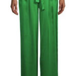 L'Agence Bobby Silk Wide Leg Green Paperbag Pant - Size - 4 Photo 0