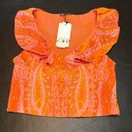 ZARA  Orange and Pink Patterned Sleeveless Top size L NWT Photo 6