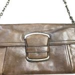 Banana Republic  Leather Shoulder Bag Clutch Purse Brown Gold Chain Magnetic Snap Photo 0