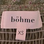 Bohme  Green Floral Cinched Tie Puff Sleeve Smocked Mini A-Line Sun Dress Size XS Photo 3