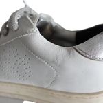 P448 John White Leather Grey Pony Hair Silver Metallic Low Top Sneakers Photo 10