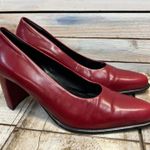 Franco Sarto Vintage Red Leather Block Heel Pumps Square Toe Retro Shoes 7.5M Photo 1