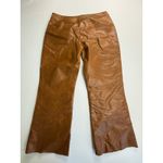 Guess  Genuine‎ Leather Pants Women's Size 2 Brown Flare Leg Design raw hem Photo 6