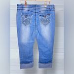 ANGELS Women’s Y2K Embroidered Capri Denim Jeans Blue Size 12 Photo 2