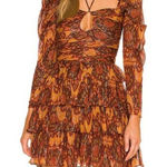 House of Harlow New  1960 x REVOLVE Cotton Fairy dress long sleeve brown Sz M Photo 0