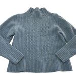 Orvis Charles F  Sweater Womens Medium Blue Mock Neck Cable Knit Wool Blend Photo 0