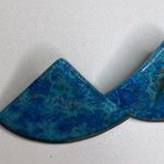 Vintage Earrings Blue & Gold Flecks Triangular/Fan Shaped EUC OS Artsy Abstract Photo 4