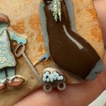 Lady Mom With Two Children Playing Signed Designs By Lucinda Brooch Pin Kids Photo 2