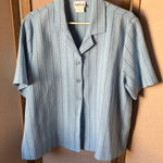 Bonworth Vintage  Light Blue Striped Petite Top medium petite Photo 0