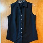Talbots  Sleeveless Top Shirt Button Up Solid Black Classic Non-Iron NWOT Size 6 Photo 0