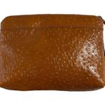 Valentina Ostrich Leather Clutch Bag Zip Top Pouch Handbag* Brown Photo 1