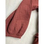 Gap  Maternity Gauze Jumpsuit Rust Red Button Front Tie Waist Cropped Leg Size S Photo 4