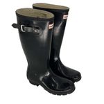 Hunter  Womens Glossy Round Toe Slip On Tall‎ Rain Boots Black Size 4M/5F Photo 2