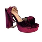 Antonio Melani x Nicola Bathie Emilia Velvet Burgundy Platform Sandals 9M Photo 4
