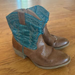 Coconuts by Matisse  Pistol Cowboy Boots Women’s 6.5M Cognac Teal Ankle Photo 0