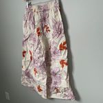 RACHEL Rachel Roy Floral Wide Leg Pants Cream Orange 100% Linen Women's Small Pink Photo 3