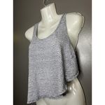 Project Social T  Tank Top Womens Medium Gray Striped Linen Cropped Racerback Photo 2