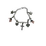 Patriotic silver charm bracelet American flag cross bracelet hearti Photo 4