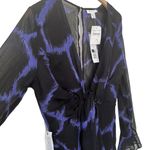 Topshop NEW  Woven Knot Front Plunge Midi Dress Sheer Black Purple US 6 Photo 2