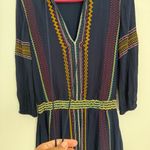 Alice + Olivia  Jolene Embroidered Drop Waist Peasant Navy Blue Dress size 0 Photo 6