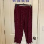 Women’s polka dotted pull on capri casual comfy pants lace hem 30” waist Purple Photo 4