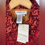 Coldwater Creek Red Beaded Sequined Burnout Scroll Button Up Collared Jacket Photo 3