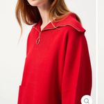 Joseph Ribkoff  Red Short Dolman Sleeve Knit Zip Neck Oversized Sweater XS Photo 4