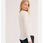 We The Free  People Military Mix Studded Henley Ribbed Cuff Tee Ivory - Size XS Photo 2