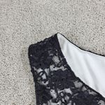 Dress Barn Collection Womens Dress 12 Black Floral Lace Ruched Cocktail Party Photo 5