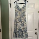 Chicwish NWT  tie shoulder strap midi dress M blue and white floral Nikita Photo 2