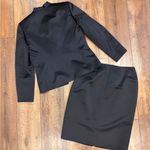 Oleg Cassini Vintage  Black Dress Set Suit With Skirt Office Sz 8 Satin Elegant Photo 3